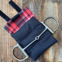 Red Plaid Bit Warmer for sale-Horse tack for sale