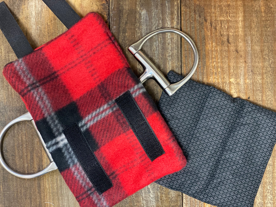 Red Plaid Bit Warmer for sale-Horse tack for sale