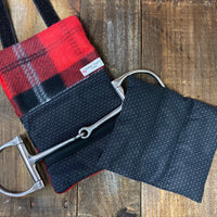Red Plaid Bit Warmer for sale-Horse tack for sale