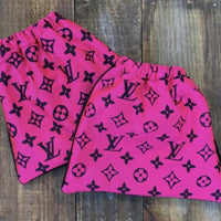 English stirrup covers- Hot Pink Monogram Inspired Logo - Sister Sue's Closet