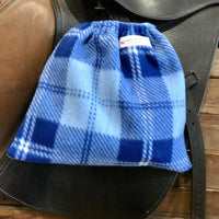 English Stirrup Covers, Stirrup bag, Storage bag-Blue Plaid - Sister Sue's Closet