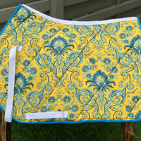 English all purpose Saddle Pad-Yellow and Blue French Toile - Sister Sue's Closet