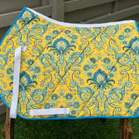 English all purpose Saddle Pad-Yellow and Blue French Toile - Sister Sue's Closet