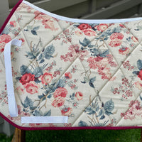 English all purpose Saddle Pad-Tan Flower Bouquet - Sister Sue's Closet