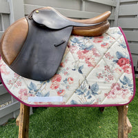 English all purpose Saddle Pad-Tan Flower Bouquet - Sister Sue's Closet