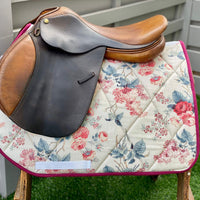 English all purpose Saddle Pad-Tan Flower Bouquet - Sister Sue's Closet