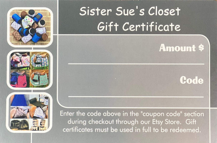 Sister Sue's Closet Gift Certificate or Gift Card - Sister Sue's Closet