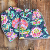 English Stirrup Covers-Grey Flower - Sister Sue's Closet