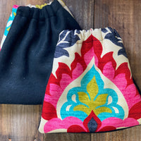 Reversable stirrup cover with thick fleece fabric and printed cotton print 1