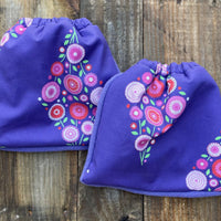 English Stirrup Covers-Purple Flower Stirrup Bag - Sister Sue's Closet