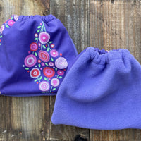 English Stirrup Covers-Purple Flower Stirrup Bag - Sister Sue's Closet