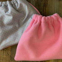 English Stirrup Covers, Stirrup bag, Storage bag-Grey Pink Polka Dot - Sister Sue's Closet