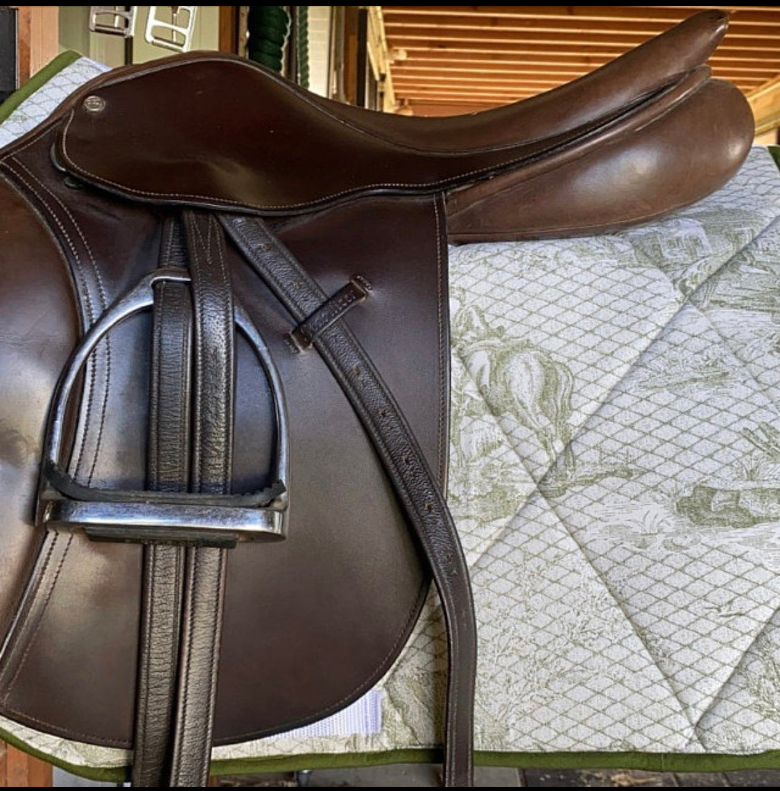 Saddle Pad Green Toile Made for a Customer