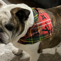 Dog Bandana Red Monogram Inspired Holiday - Sister Sue's Closet