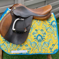 English all purpose Saddle Pad-Yellow and Blue French Toile - Sister Sue's Closet