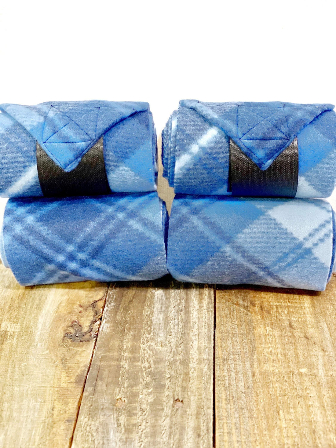 Polo Wraps/Stable Wraps, Set of 2 or 4-Blue Plaid - Sister Sue's Closet