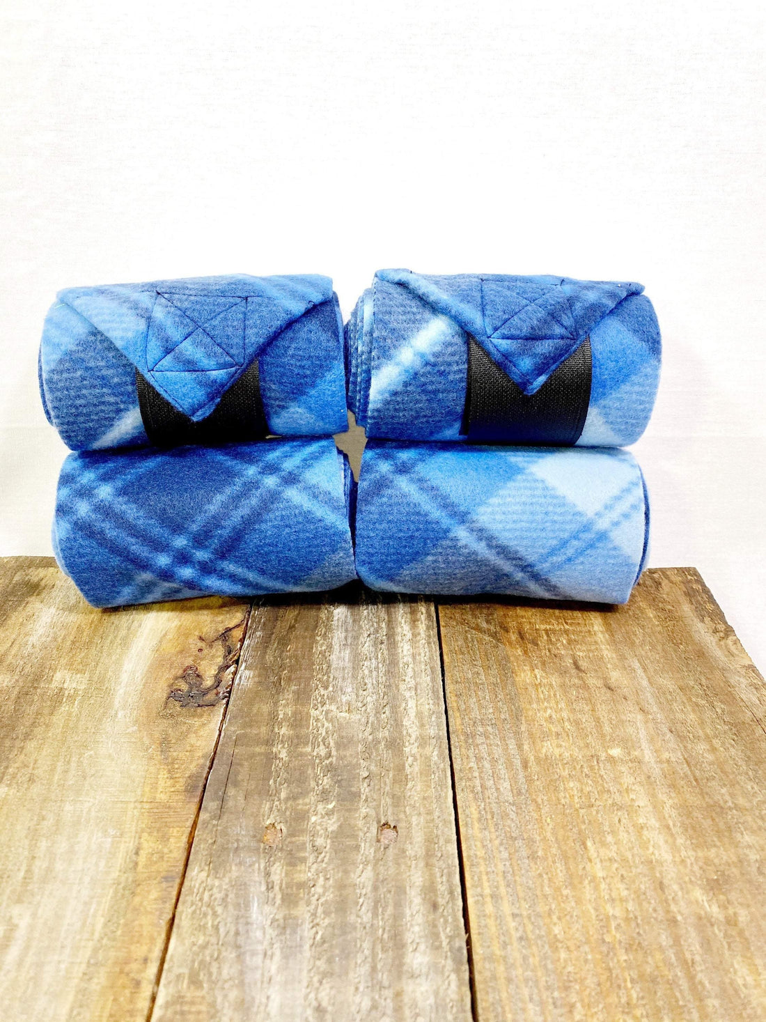 Polo Wraps/Stable Wraps, Set of 2 or 4-Blue Plaid - Sister Sue's Closet