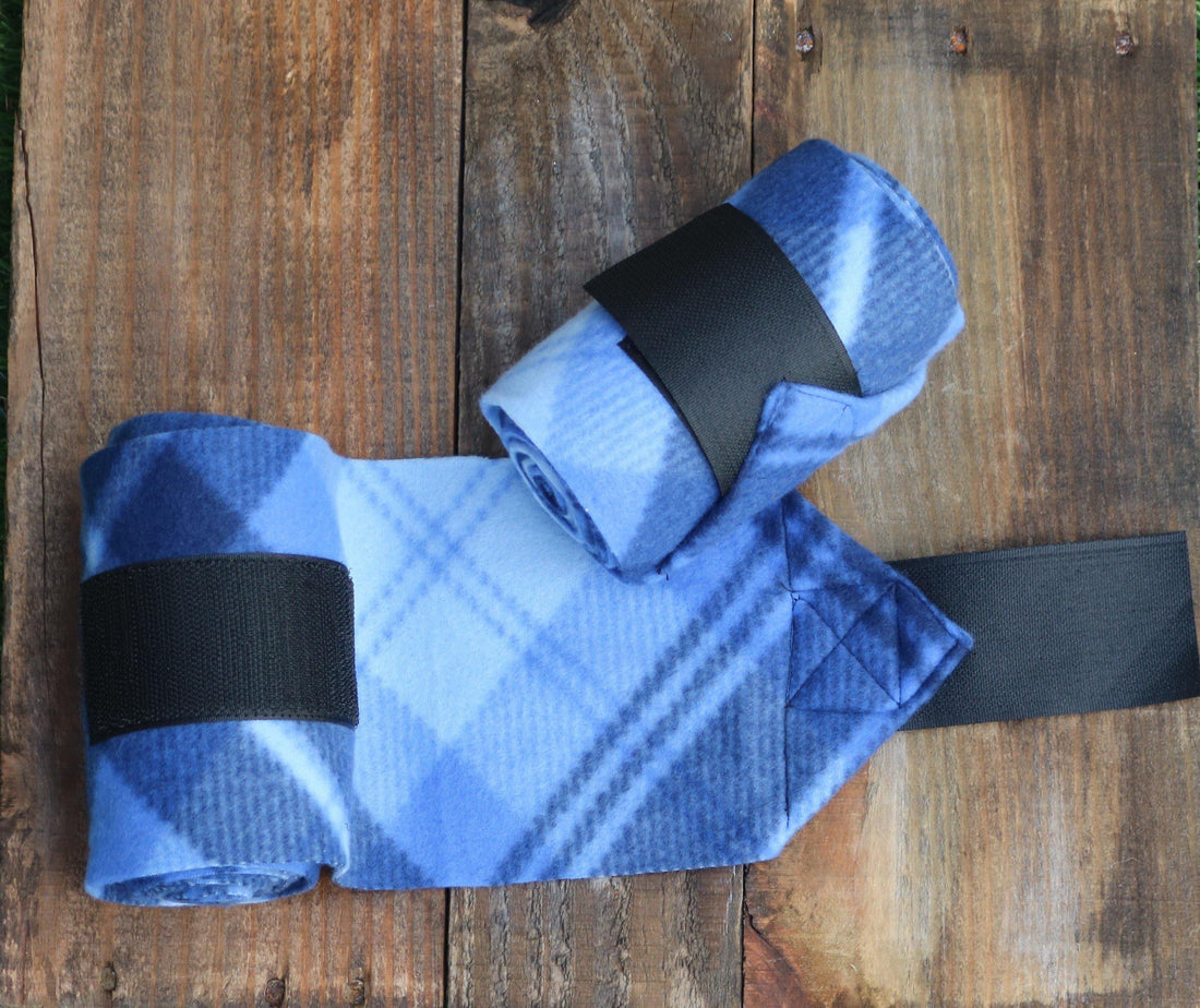 Polo Wraps/Stable Wraps, Set of 2 or 4-Blue Plaid - Sister Sue's Closet