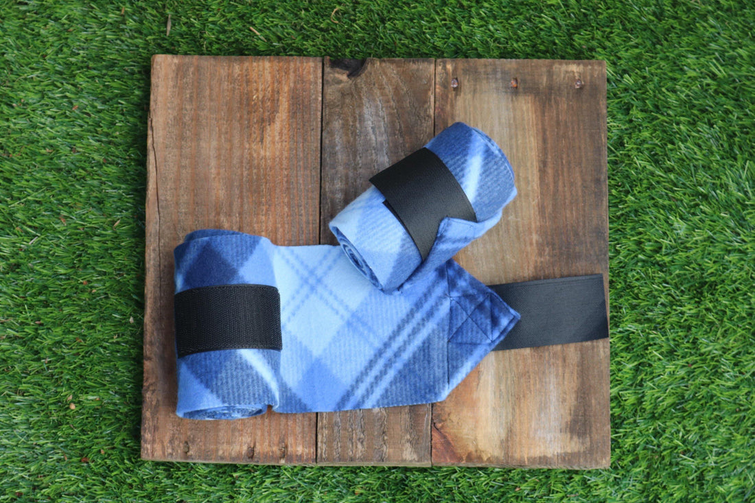 Polo Wraps/Stable Wraps, Set of 2 or 4-Blue Plaid - Sister Sue's Closet