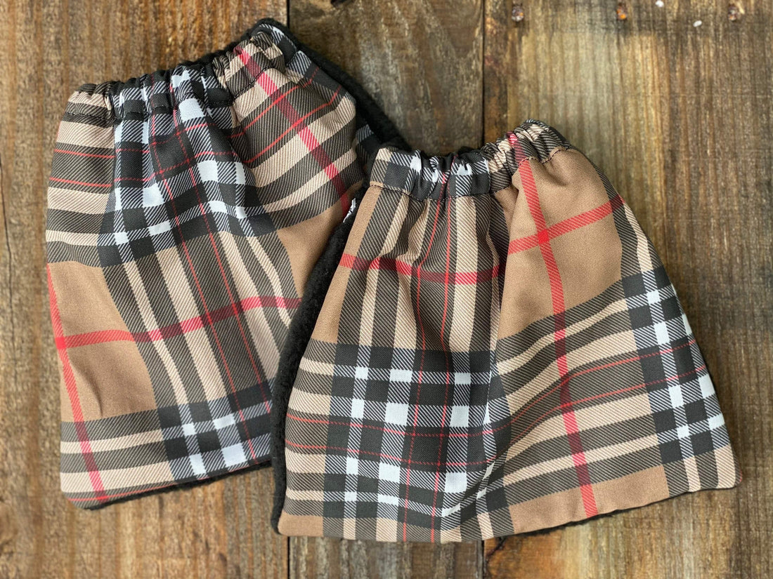 English Stirrup Covers-Tan and Black Plaid - Sister Sue's Closet