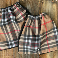 English Stirrup Covers-Tan and Black Plaid - Sister Sue's Closet