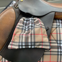 English Stirrup Covers-Tan and Black Plaid - Sister Sue's Closet