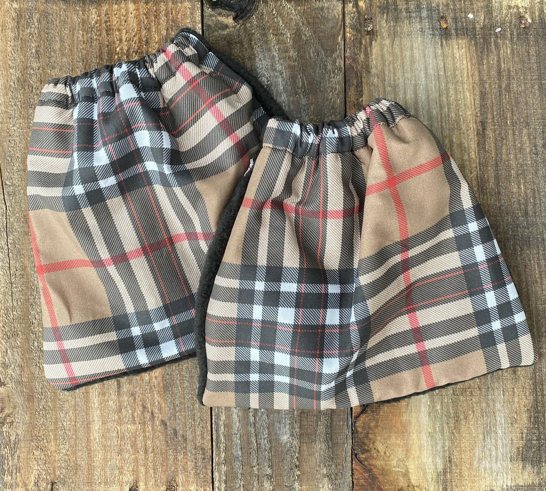 English Stirrup Covers-Tan and Black Plaid - Sister Sue's Closet