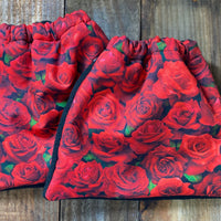 English Stirrup Covers, Stirrup bag, Storage bag-Red Roses