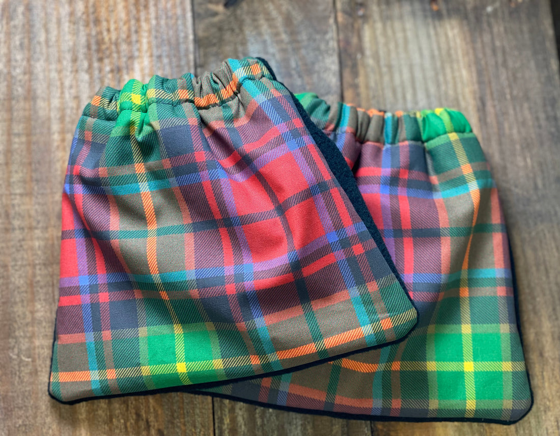 English Stirrup Covers, Stirrup bag, Storage bag-Red/Green Plaid