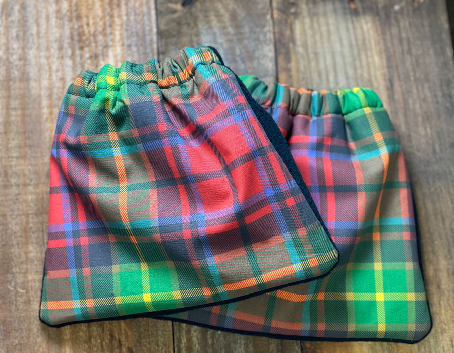 English Stirrup Covers, Stirrup bag, Storage bag-Red/Green Plaid