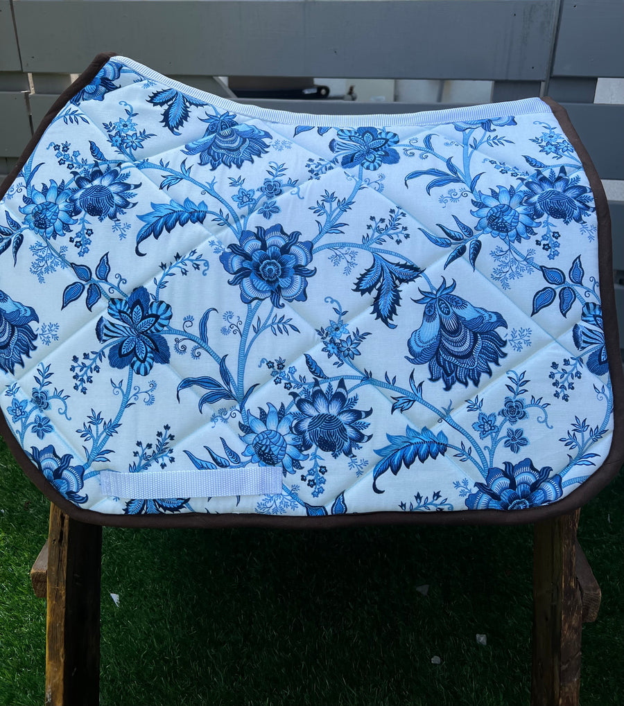 Blue Floral Pattern Saddle Pad for sale