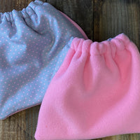English Stirrup Covers, Stirrup bag, Storage bag-Grey Pink Polka Dot - Sister Sue's Closet